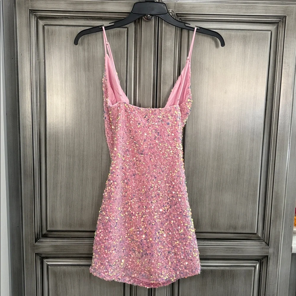 Lucy in the Sky Pink Sequin Mini Dress - Picture 3 of 9